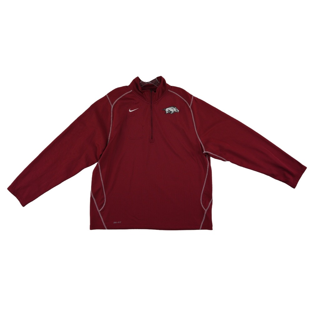 Nike Pullover Men's Size XL Red Arkansas Razorbacks Dri Fit Quarter Zip NCAA